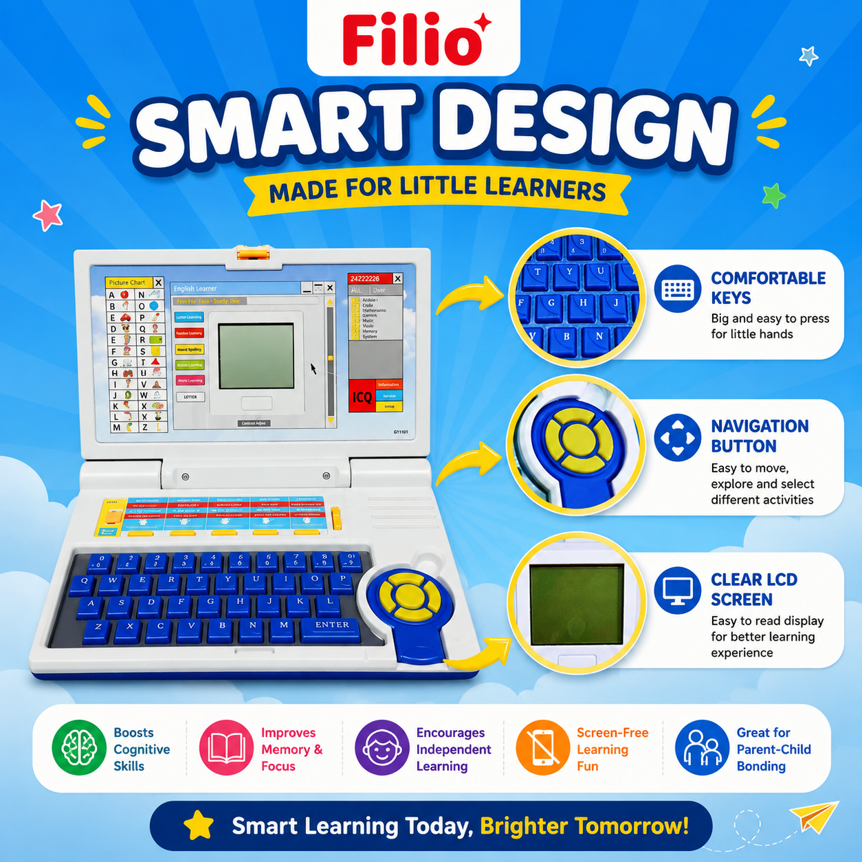 Filio Smart Learning Laptop™ | Interactive Educational Toy for Kids (3+ Years)