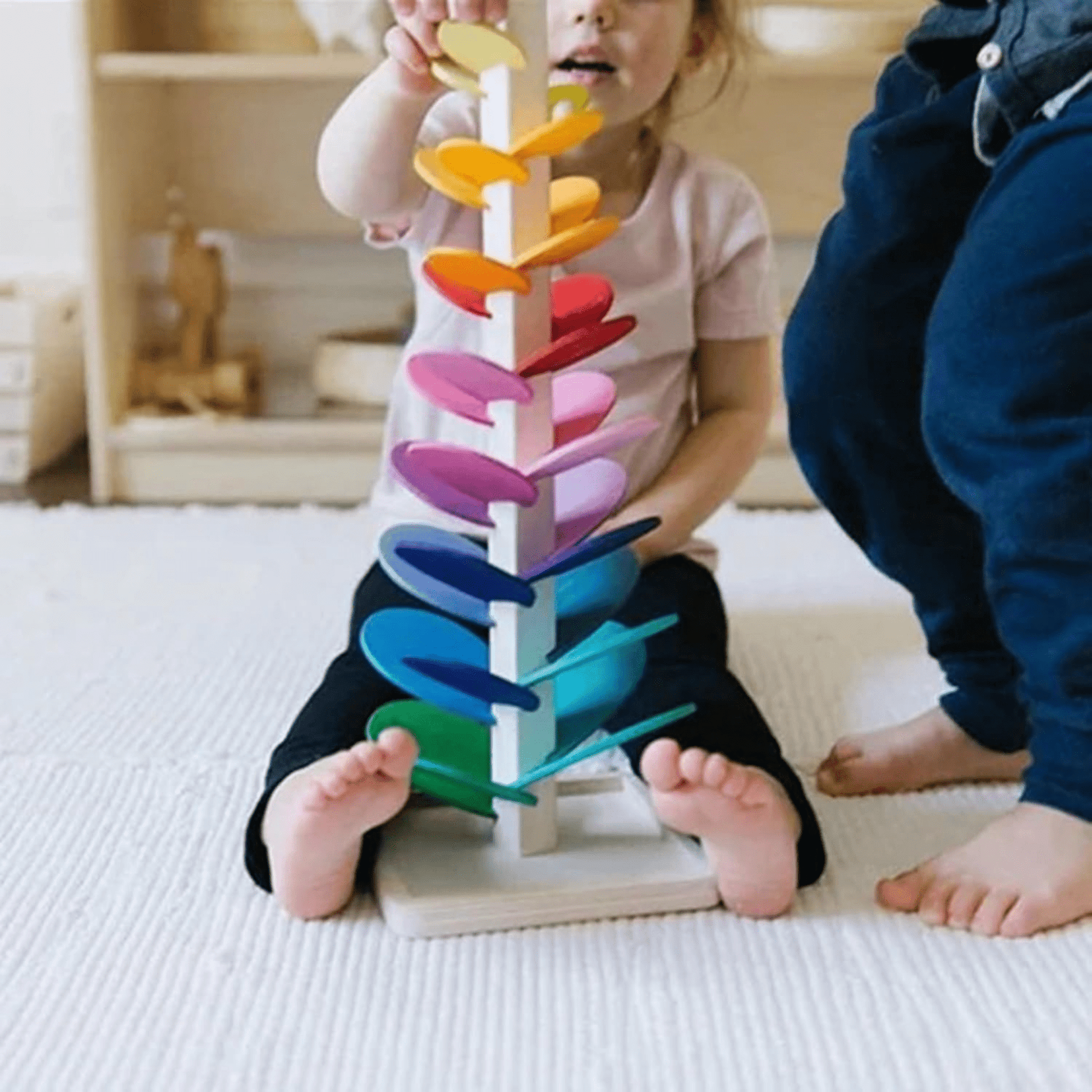 Colorful Wooden Musical Tree Tower Toy for Kids with Marble Run Track