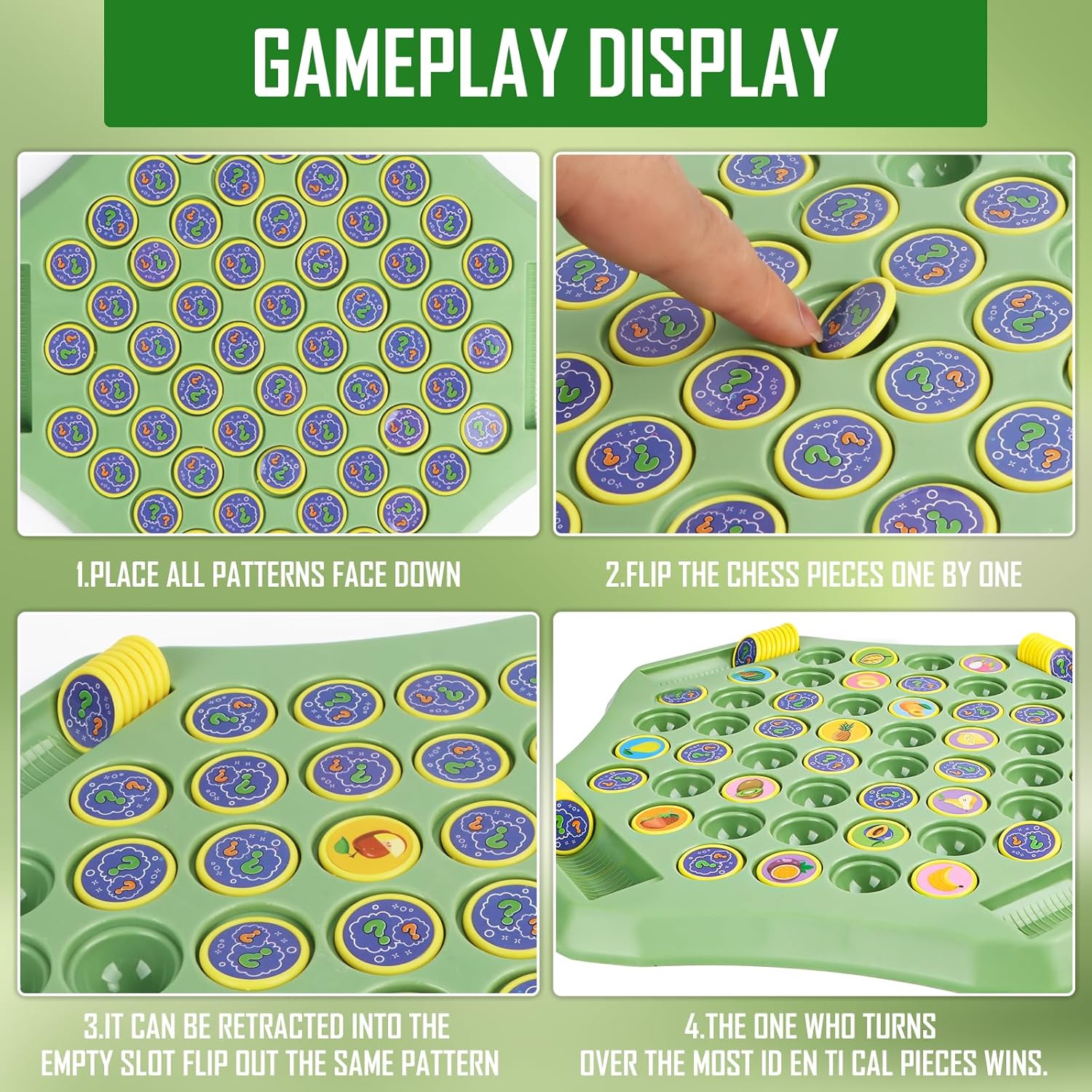 Flip & Match Animal Memory Game Board 4-Player Educational Puzzle Toy for Kids & Family