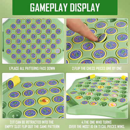 Flip & Match Animal Memory Game Board 4-Player Educational Puzzle Toy for Kids & Family