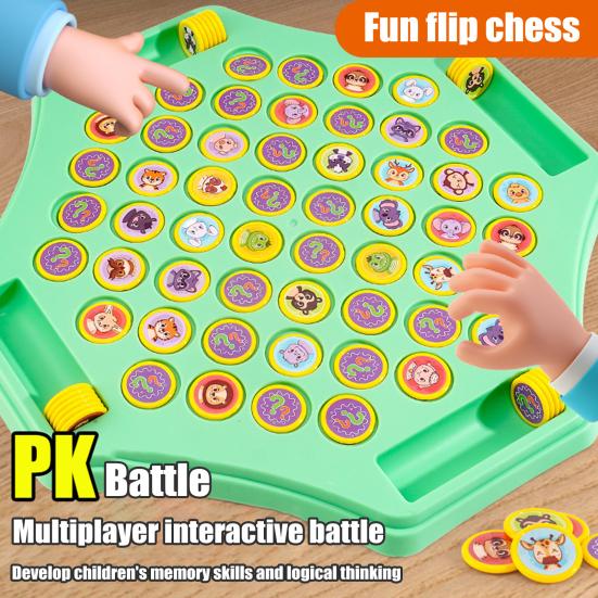 Flip & Match Animal Memory Game Board 4-Player Educational Puzzle Toy for Kids & Family