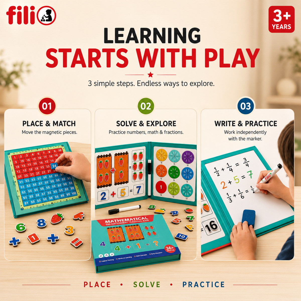 Filio Smart Math & Literacy Board™ | Improve Counting, Reading & Focus | Ages 3+