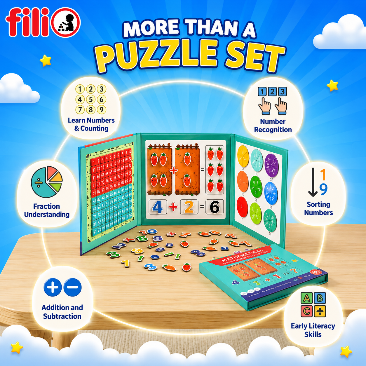 Filio Smart Math & Literacy Board™ | Improve Counting, Reading & Focus | Ages 3+