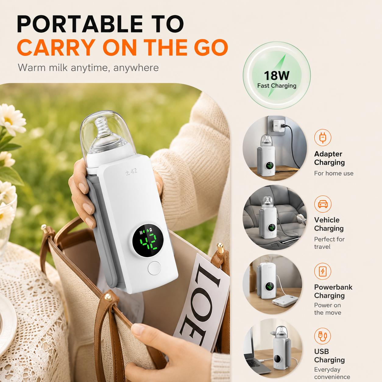 Filio™ WarmEase Pro – Premium Portable Rechargeable Baby Bottle Warmer
