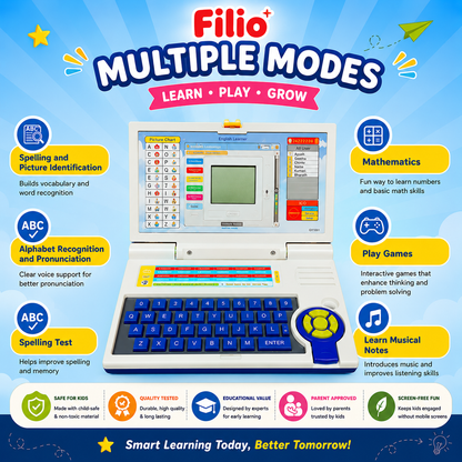 Filio Smart Learning Laptop™ | Interactive Educational Toy for Kids (3+ Years)