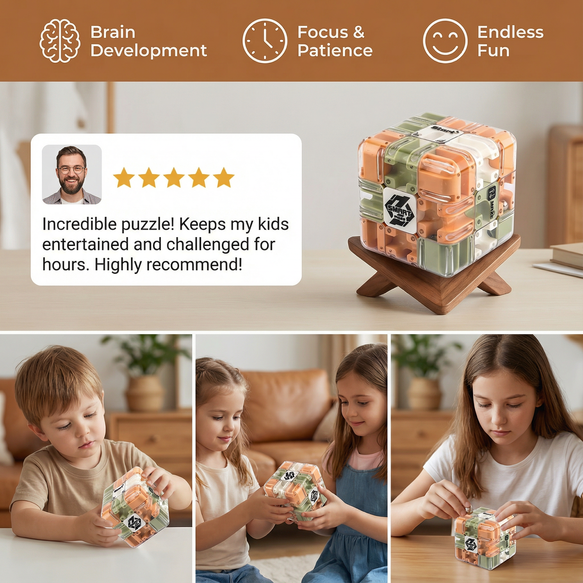 3D Labyrinth Puzzle Cube